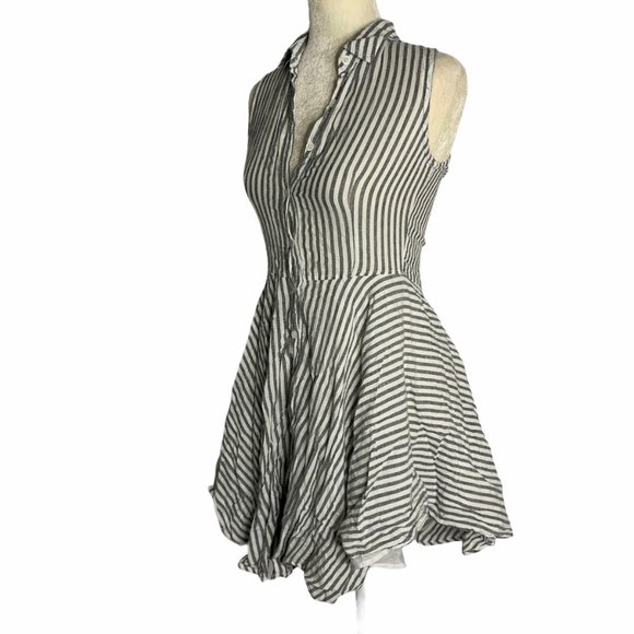 Moral Fiber Button Front Striped Mini Dress 20PE - Picture 4 of 7